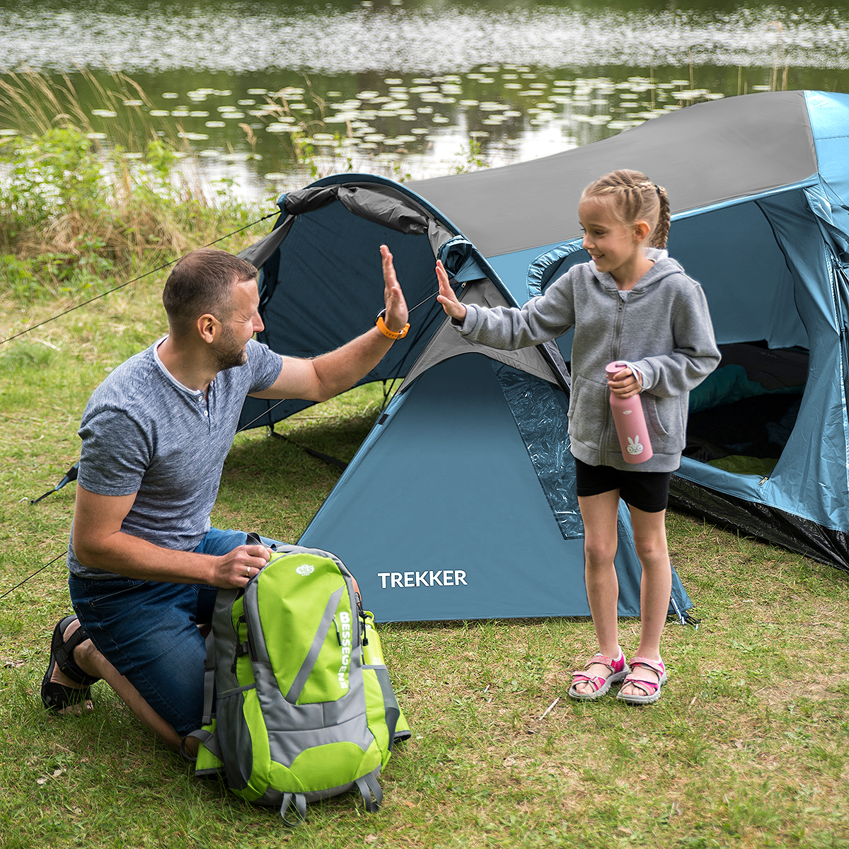 Turistický stan NILS Camp NC6012 Trekker modro-šedý