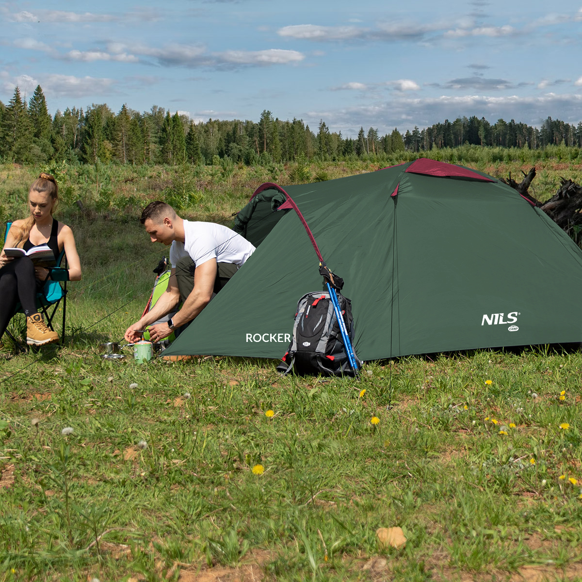 Turistický stan NILS Camp NC6013 Rocker zelený