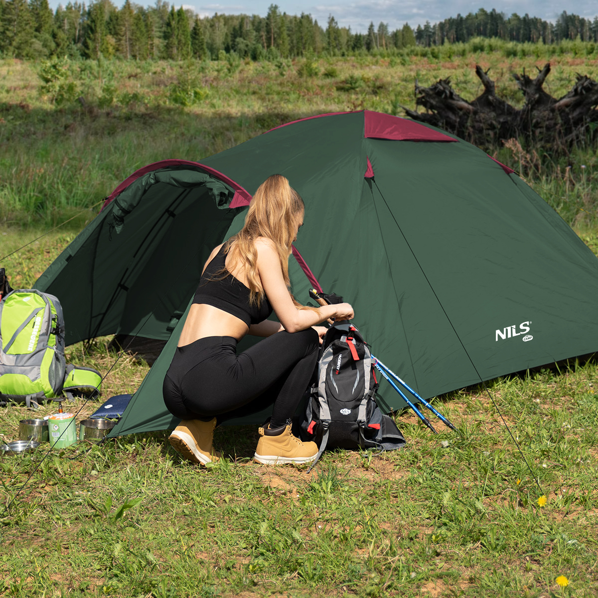 Turistický stan NILS Camp NC6013 Rocker zelený