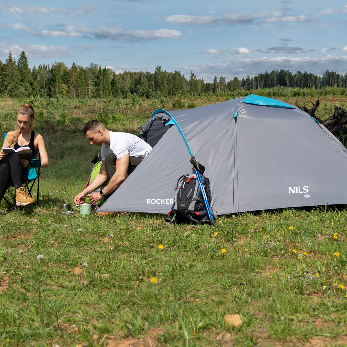 Turistický stan NILS Camp NC6013 Rocker šedý