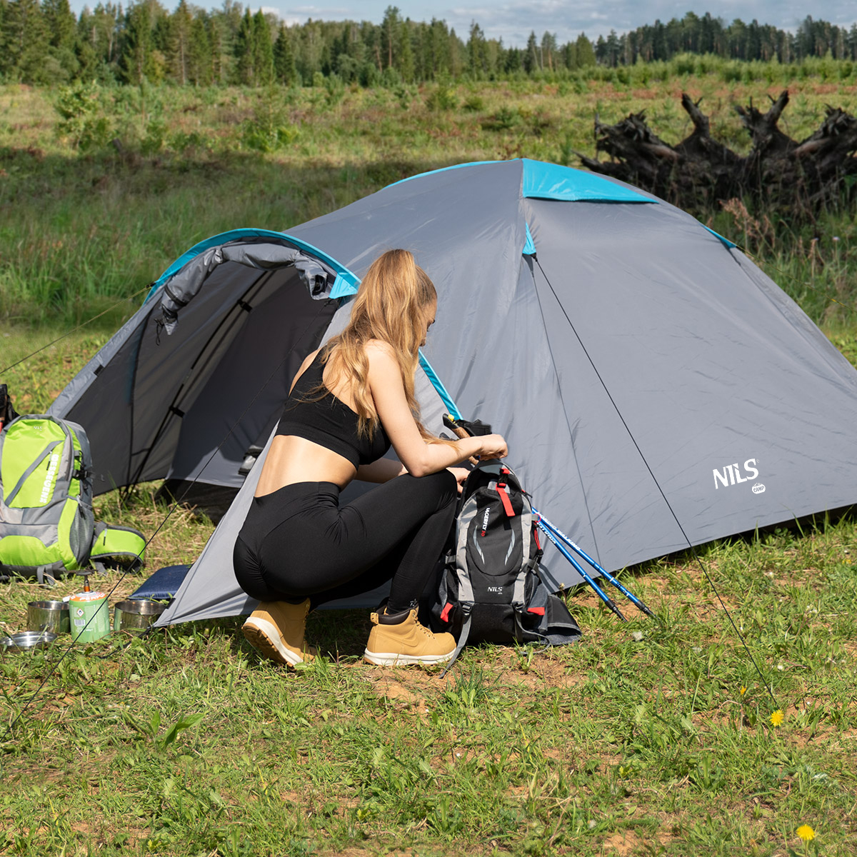 Turistický stan NILS Camp NC6013 Rocker šedý