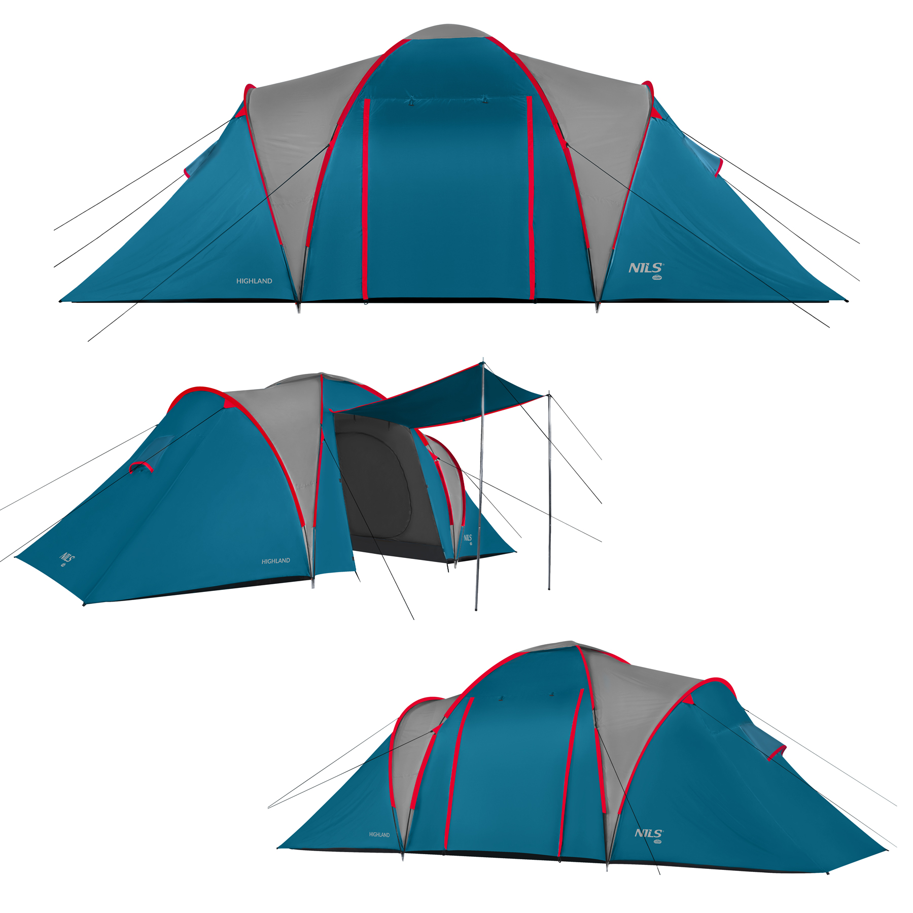 Rodinný stan NILS Camp NC6031 Highland modrý/světle šedý