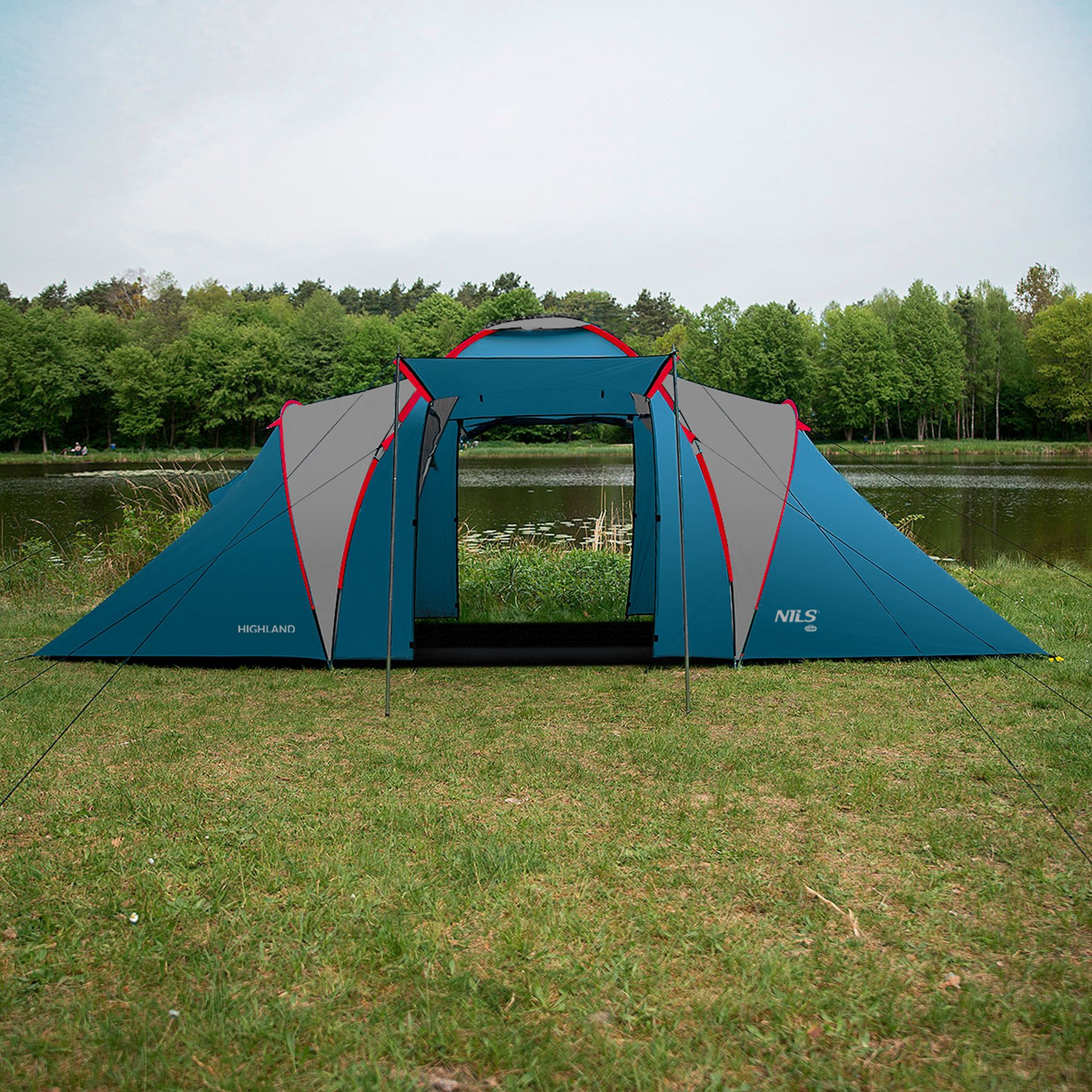 Rodinný stan NILS Camp NC6031 Highland modrý/světle šedý