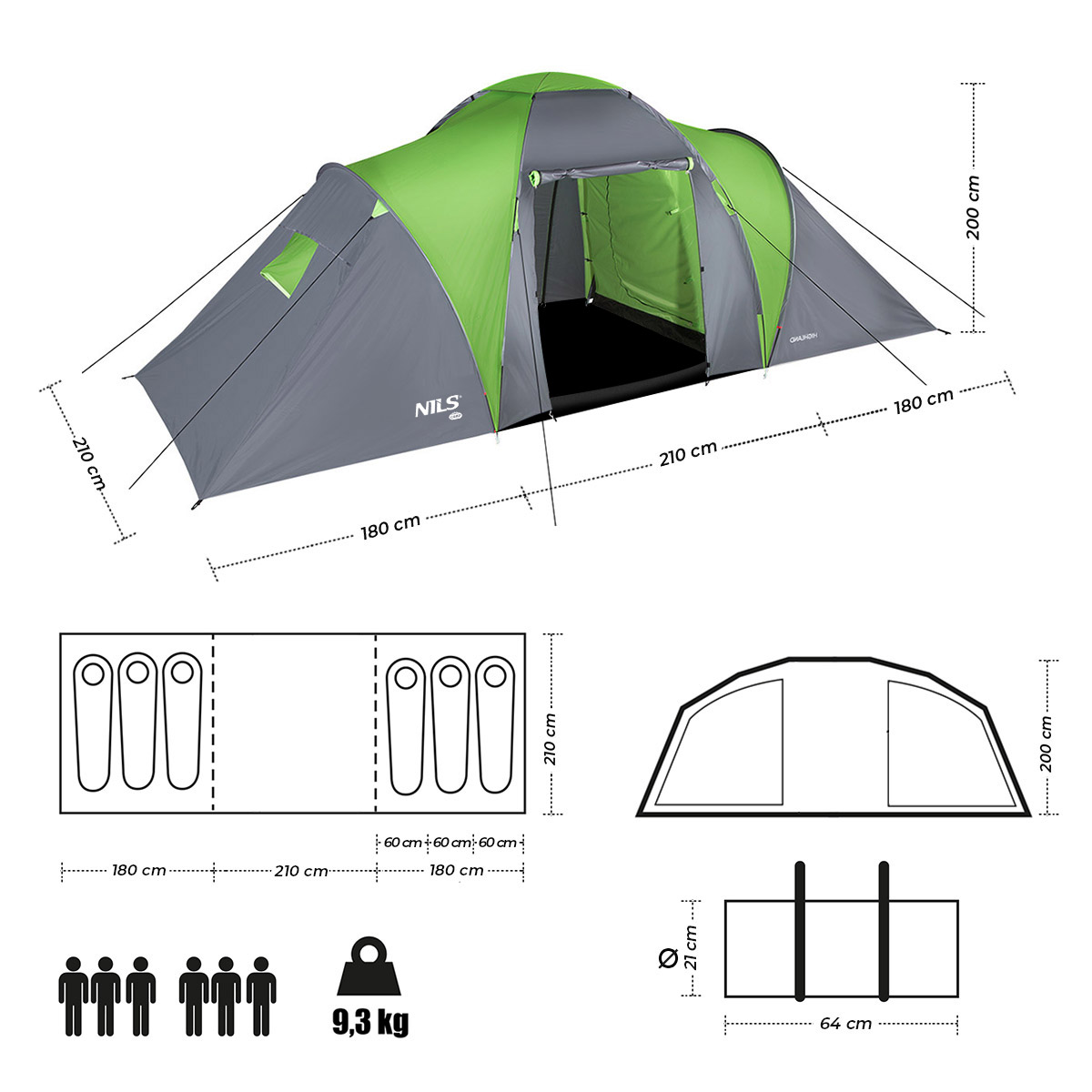 Rodinný stan NILS Camp NC6031 Highland zelený