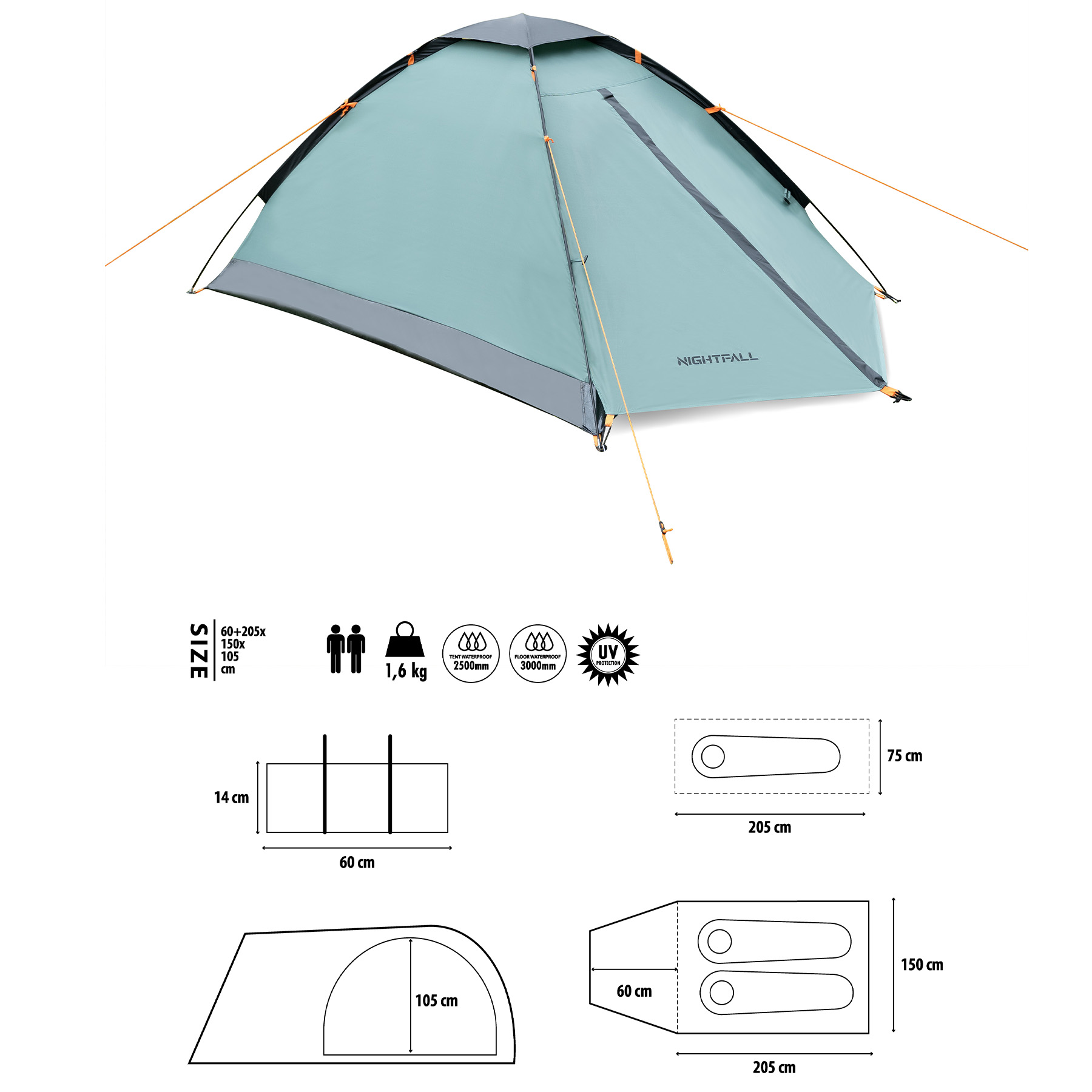Turistický stan NILS Camp NC6033 Nightfall zelený