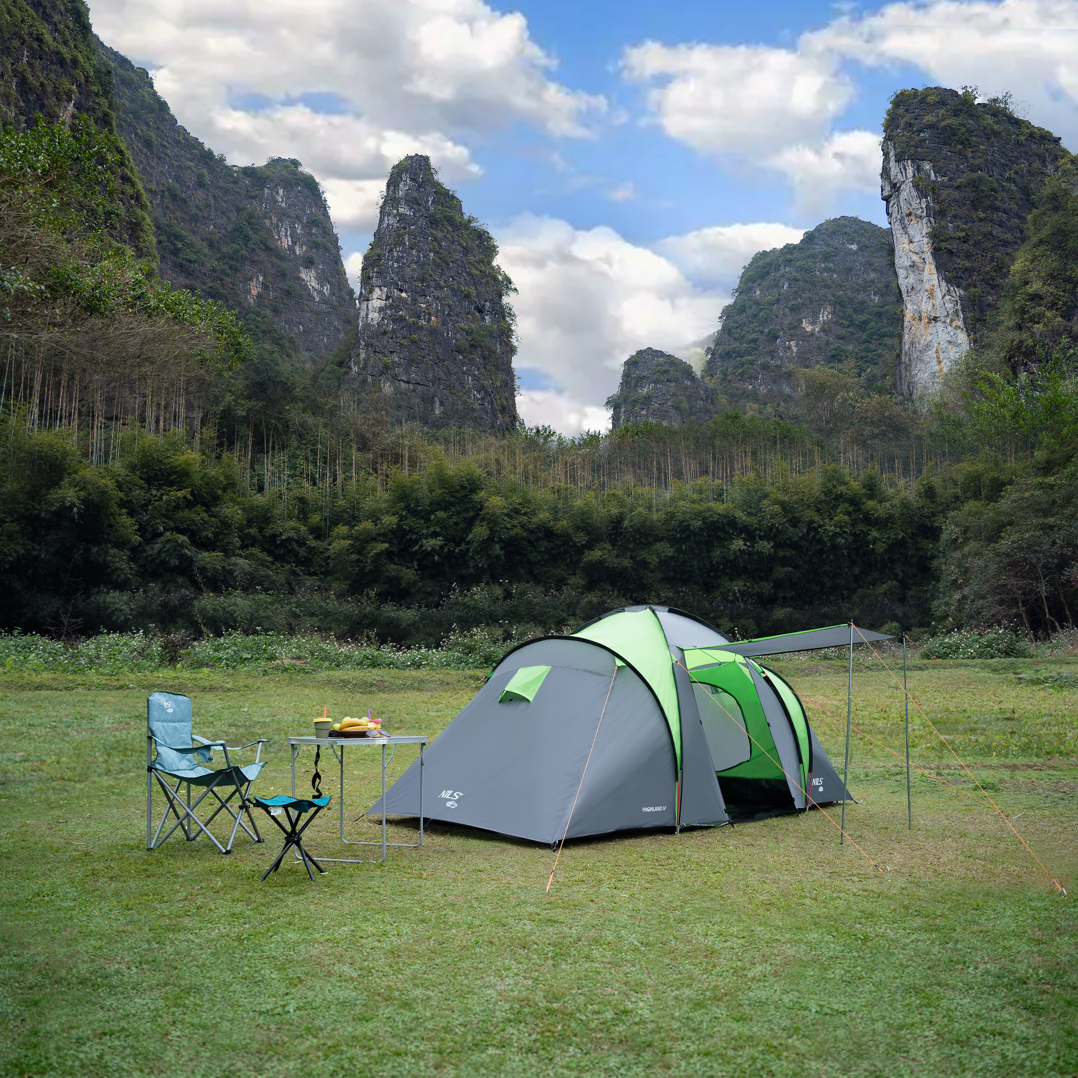 Rodinný stan NILS Camp NC6431 Highland IV zelený/šedý
