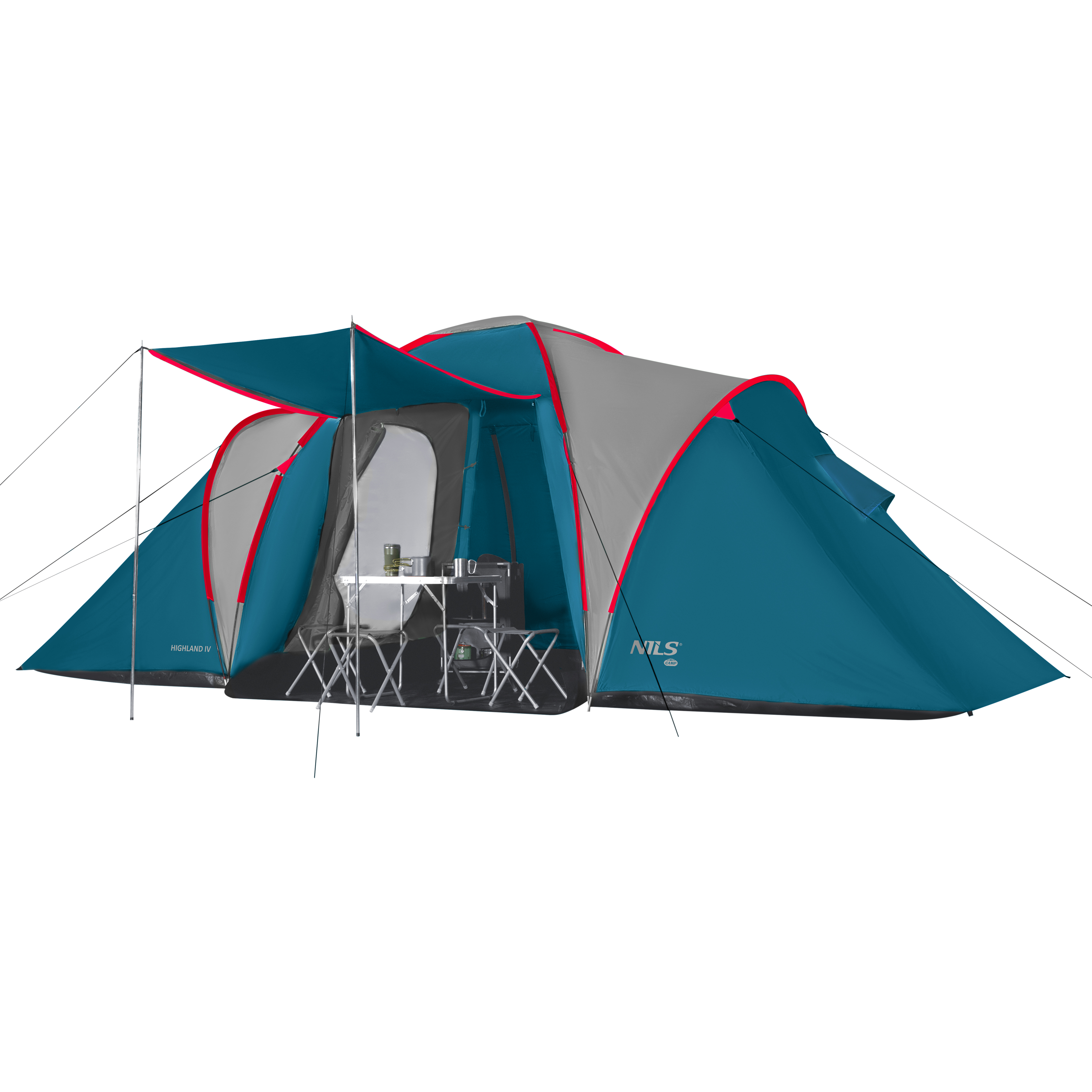 Rodinný stan NILS Camp NC6431 Highland IV modrý/světle šedý