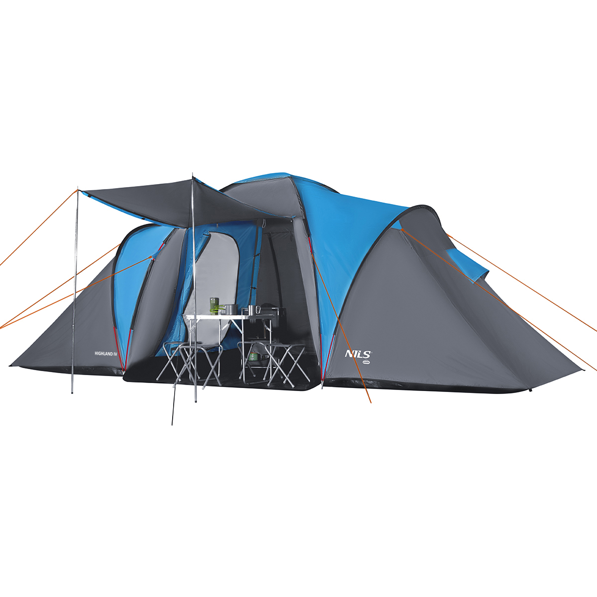 Rodinný stan NILS Camp NC6431 Highland IV modrý/šedý