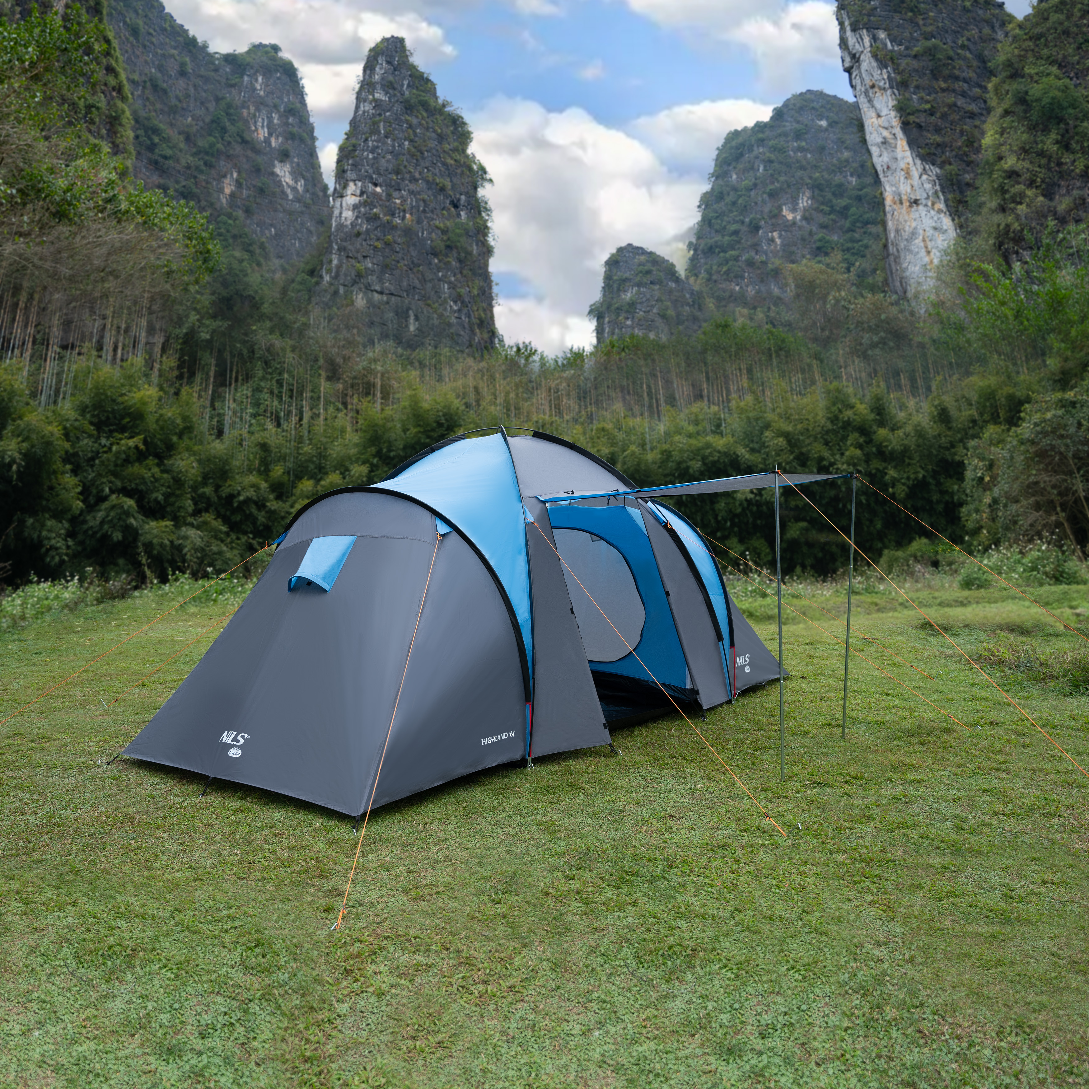 Rodinný stan NILS Camp NC6431 Highland IV modrý/šedý