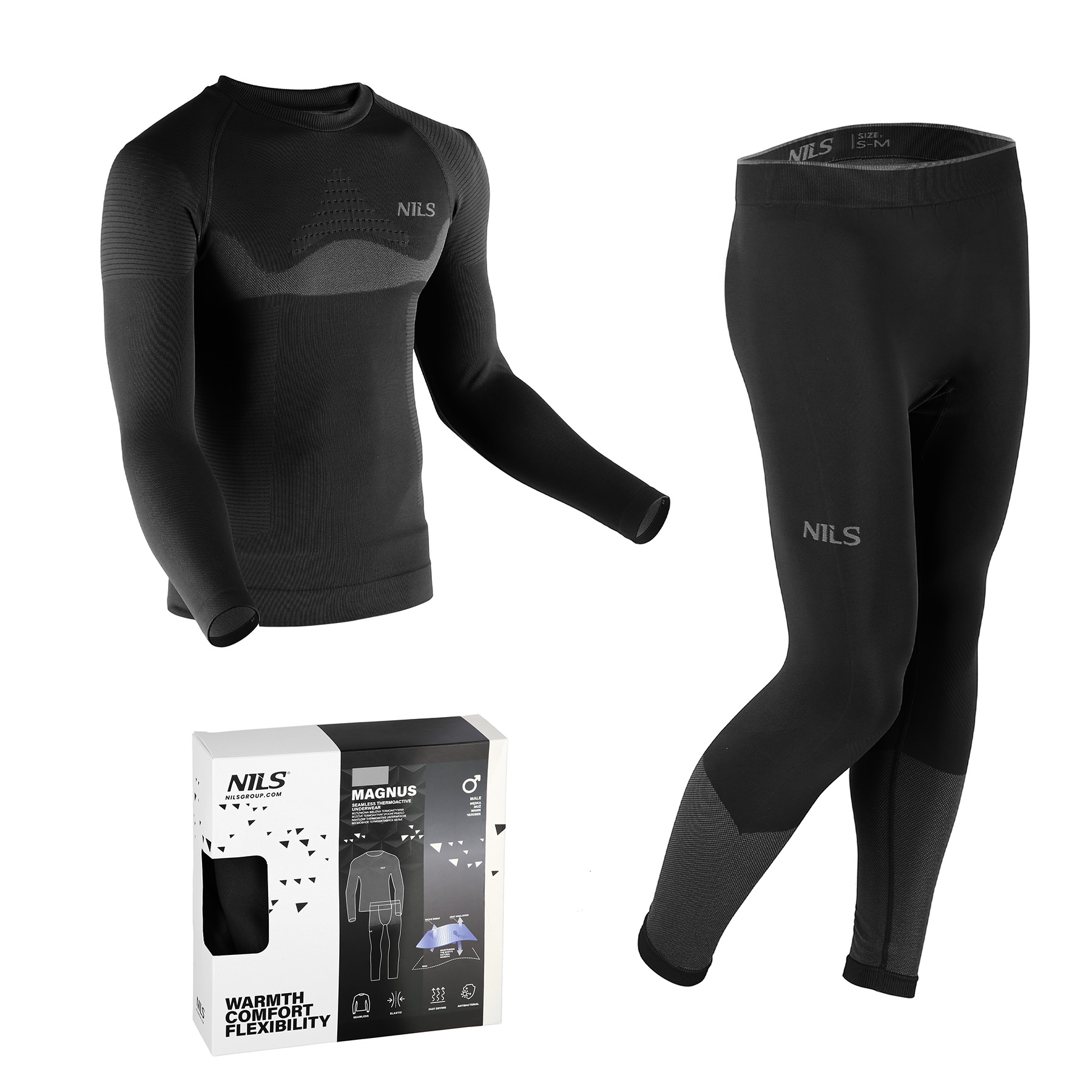 Pánské bezešvé termoprádlo NILS BTZ0464 Magnus černé
