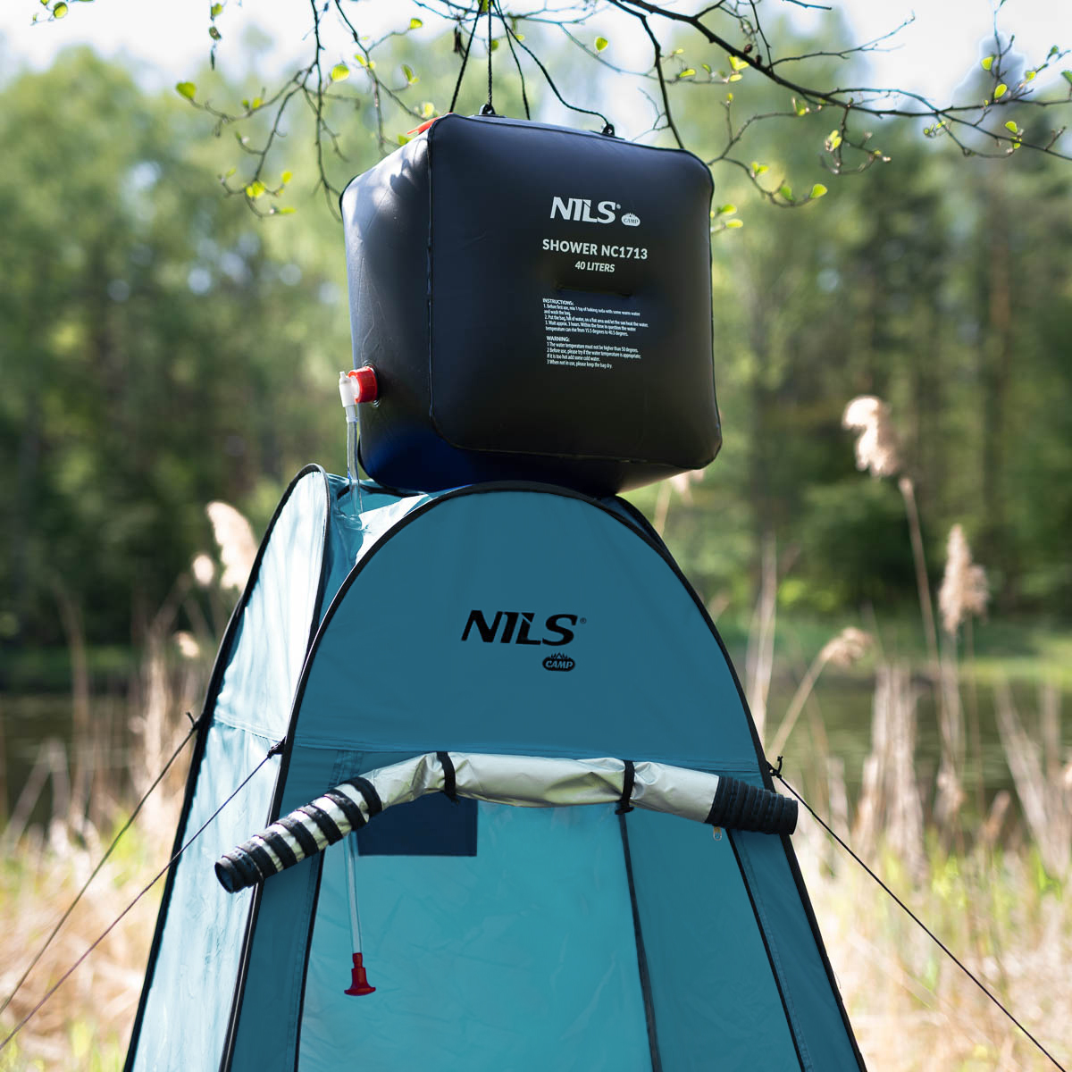 Skládací převlékací/sprchovací kabina NILS Camp NC1706 tyrkysová