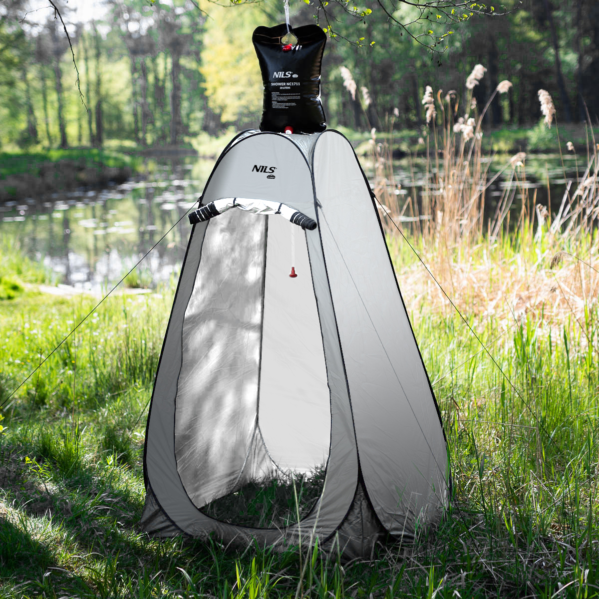 Skládací převlékací/sprchovací kabina NILS Camp NC1706 šedá