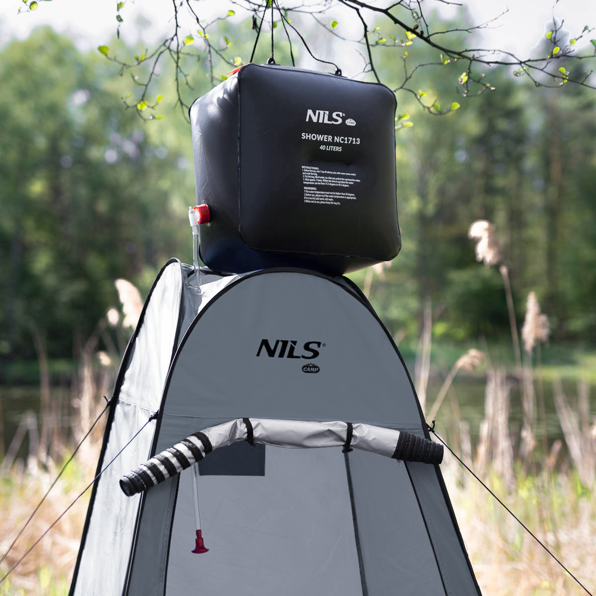 Skládací převlékací/sprchovací kabina NILS Camp NC1706 šedá
