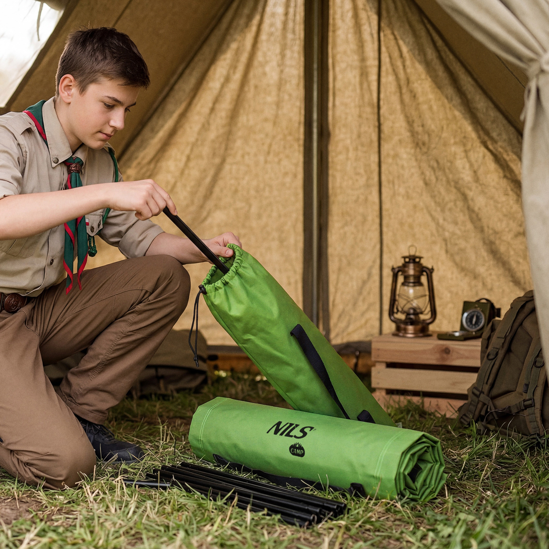 Skládací kempingové lehátko NILS Camp NC3504 military 190 cm