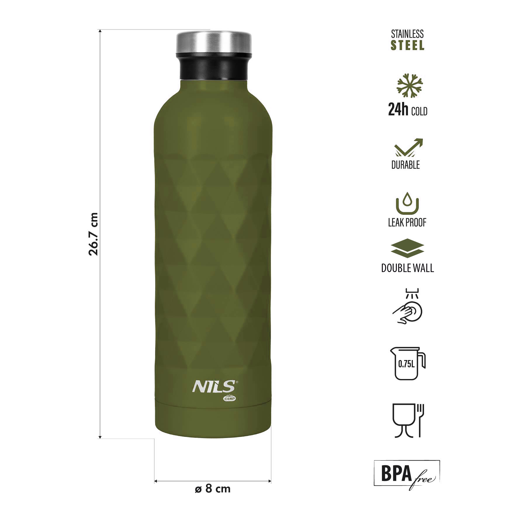 Termoláhev NILS Camp NC3805 zelená 750 ml
