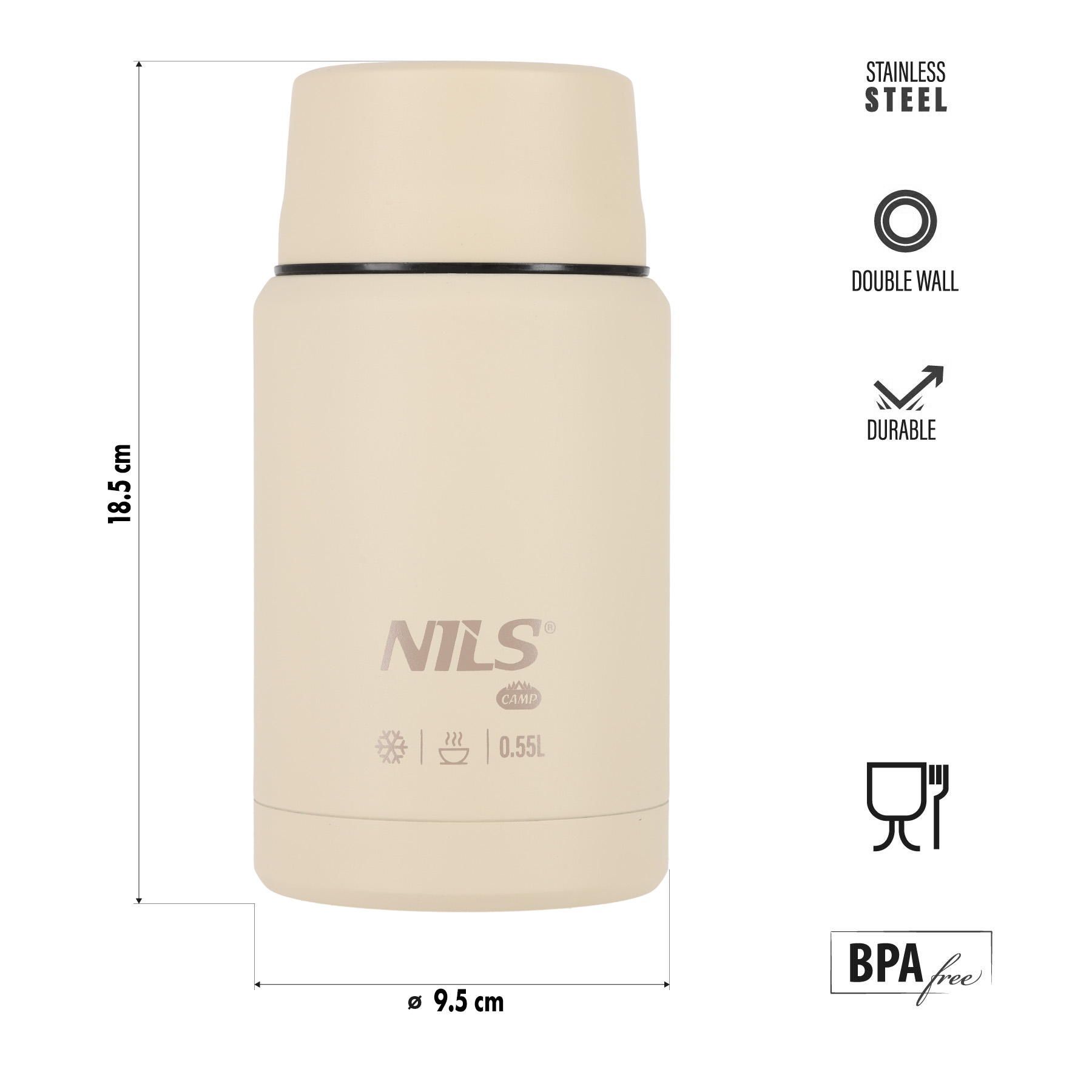 Termoska na jídlo NILS Camp NC3807 béžová 550 ml