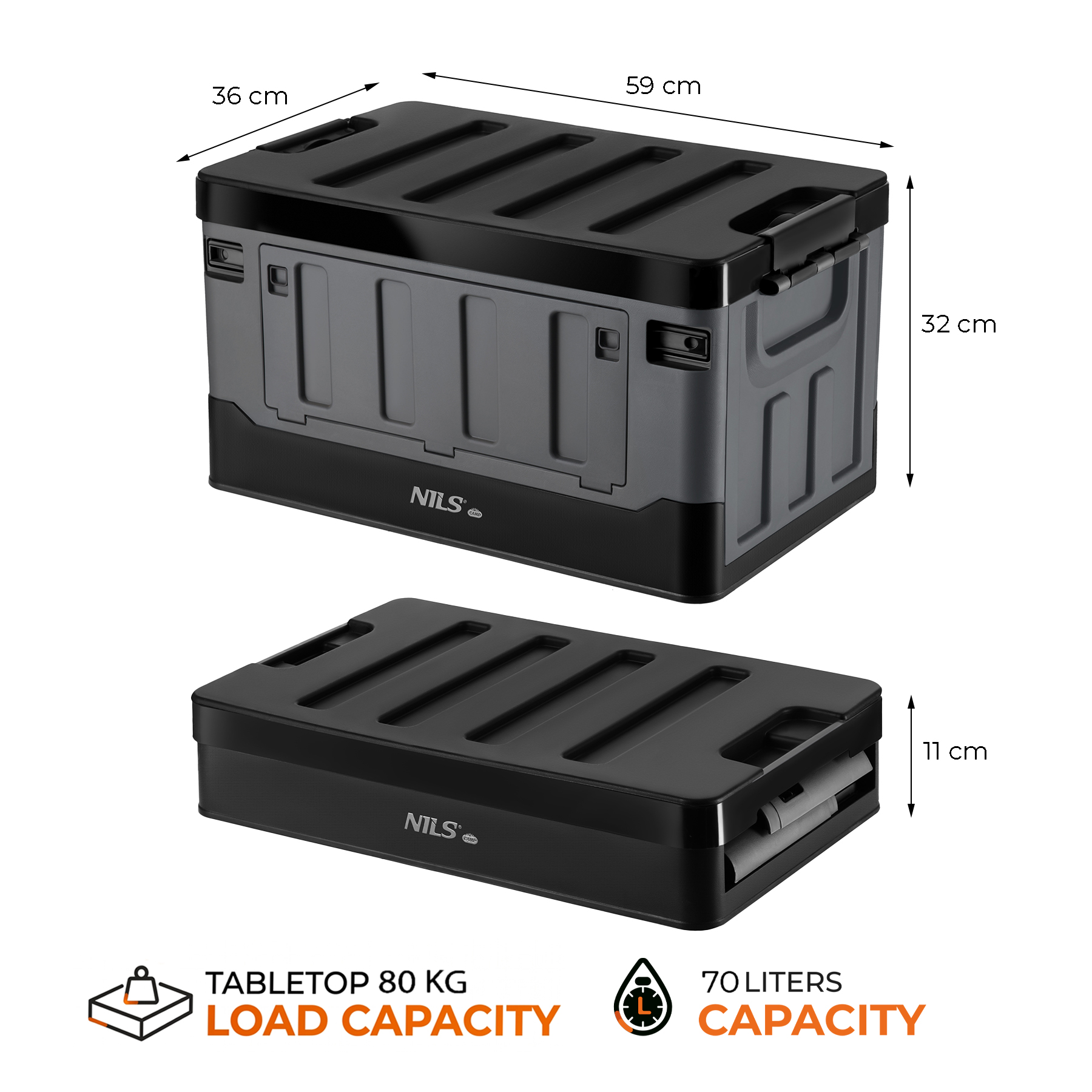 Skládací box s víkem NILS Camp NCB4602 XL 70 litrů