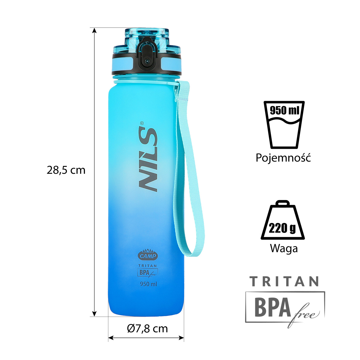 Tritanová láhev na pití NILS Camp NCD04 950 ml modrá
