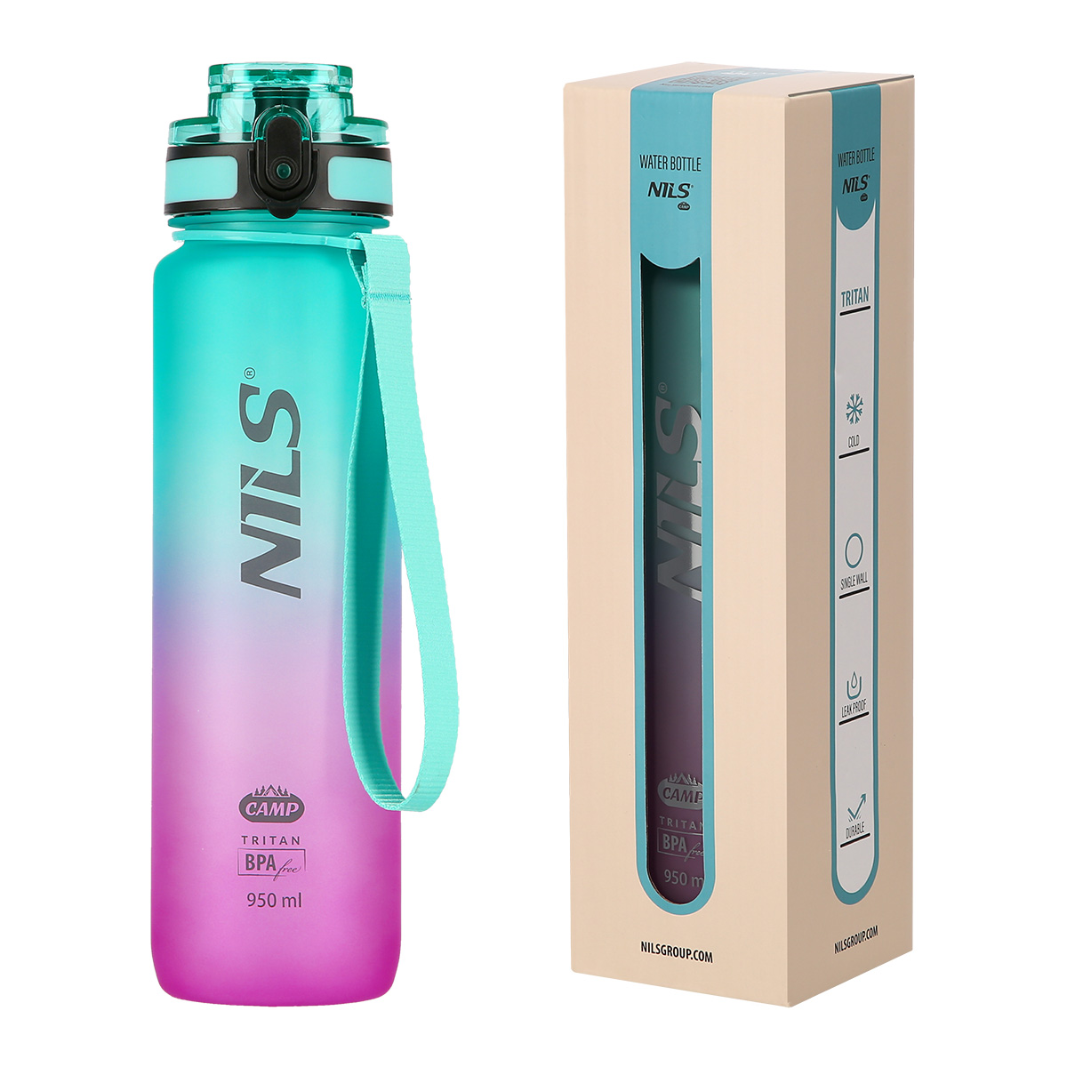 Tritanová láhev na pití NILS Camp NCD04 950 ml zeleno-růžová