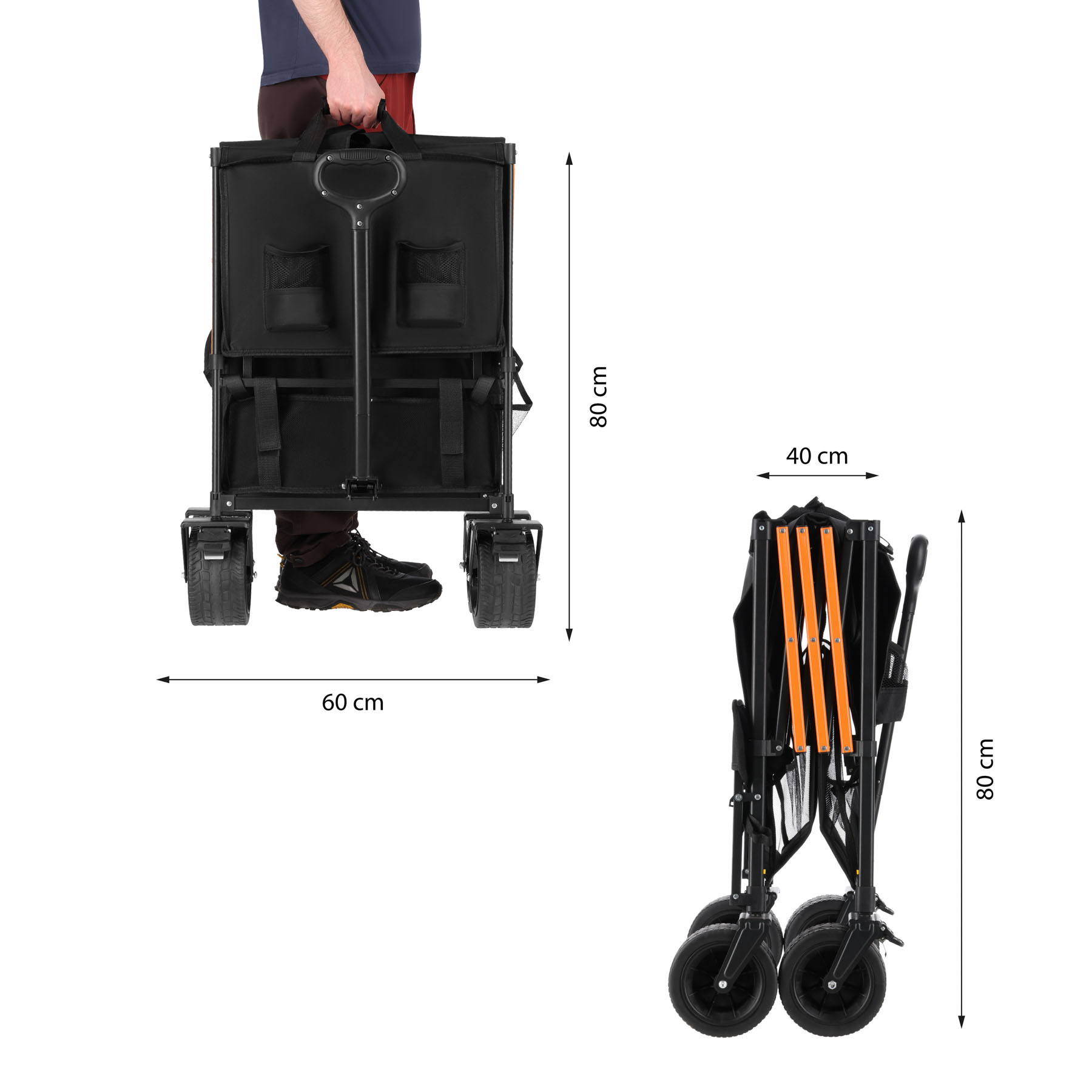 Kempingový vozík NILS Camp NC2607 XXL 160L černo-oranžový